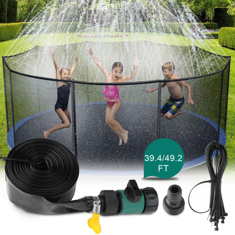 39ft/49ft Trampoline Sprinkler Kids Summer Outdoor Water Toy Fun Waterpark Spray