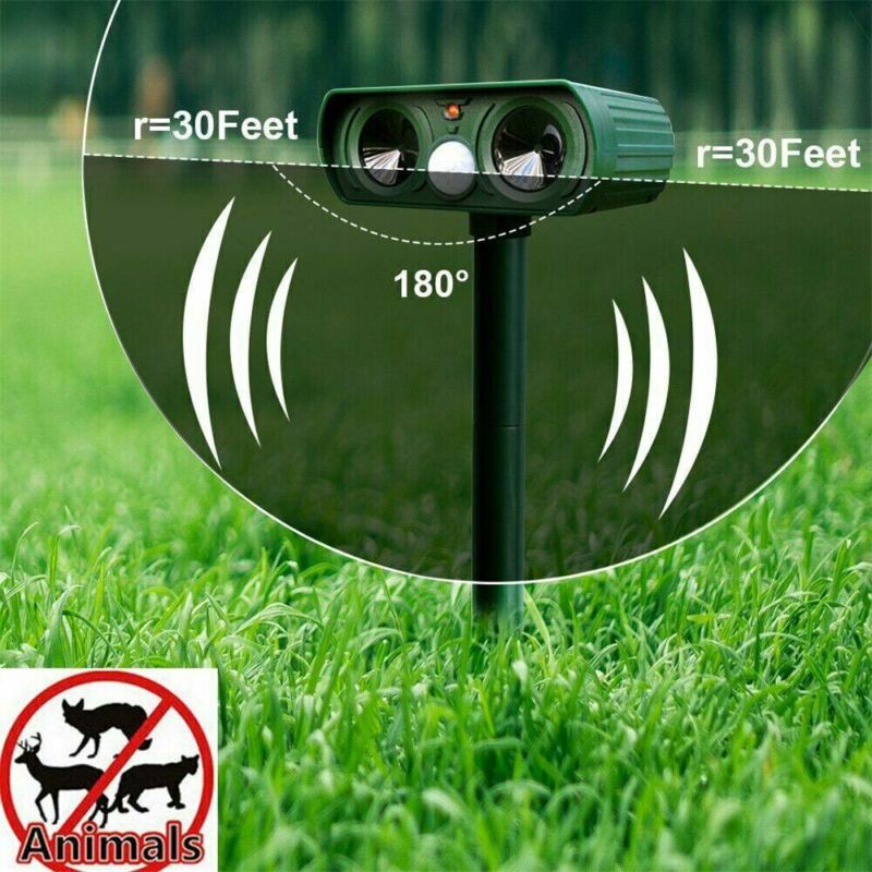 1/2 PK Animal Repeller Ultrasonic Solar Power Outdoor Pest Cat Mice Deer Sensor