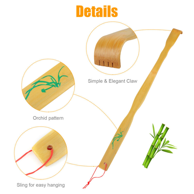 3 PCS Natural Bamboo Back Scratcher Long Reach Pick Itch Relief Tool Portable US