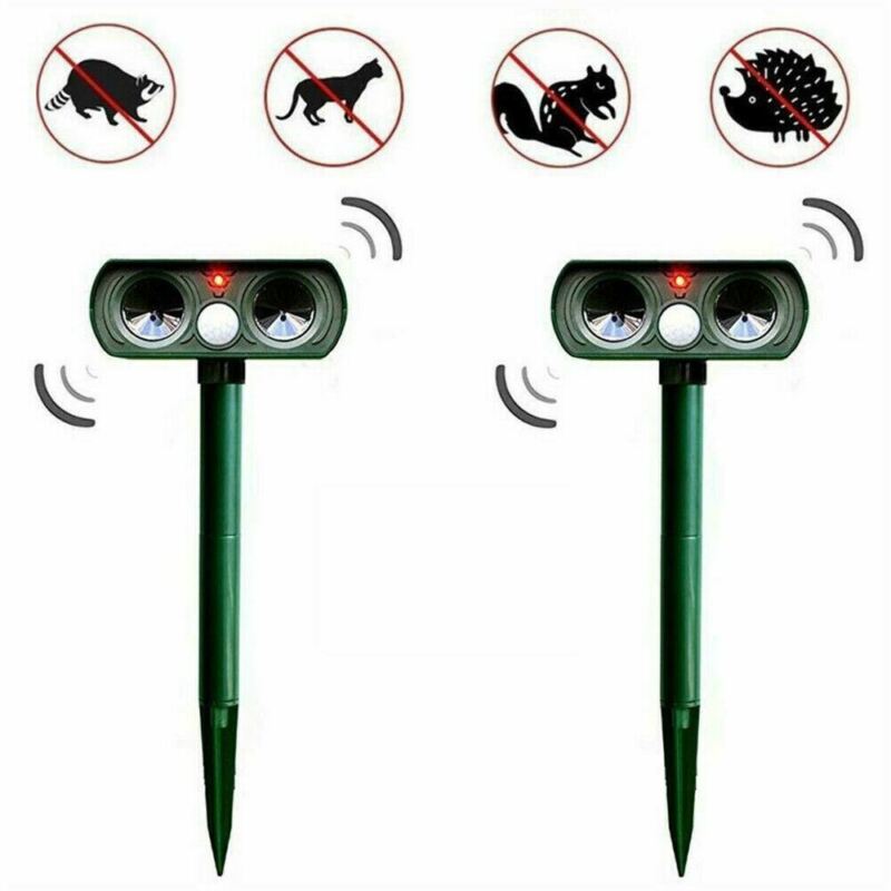 1/2 PK Animal Repeller Ultrasonic Solar Power Outdoor Pest Cat Mice Deer Sensor