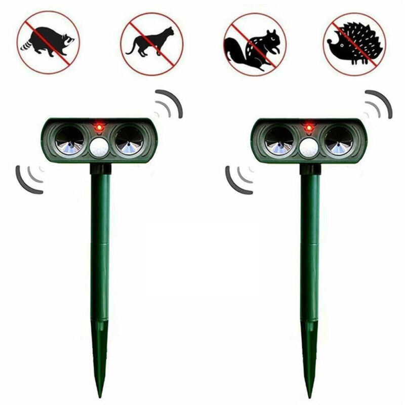 1/2 PK Animal Repeller Ultrasonic Solar Power Outdoor Pest Cat Mice Deer Sensor