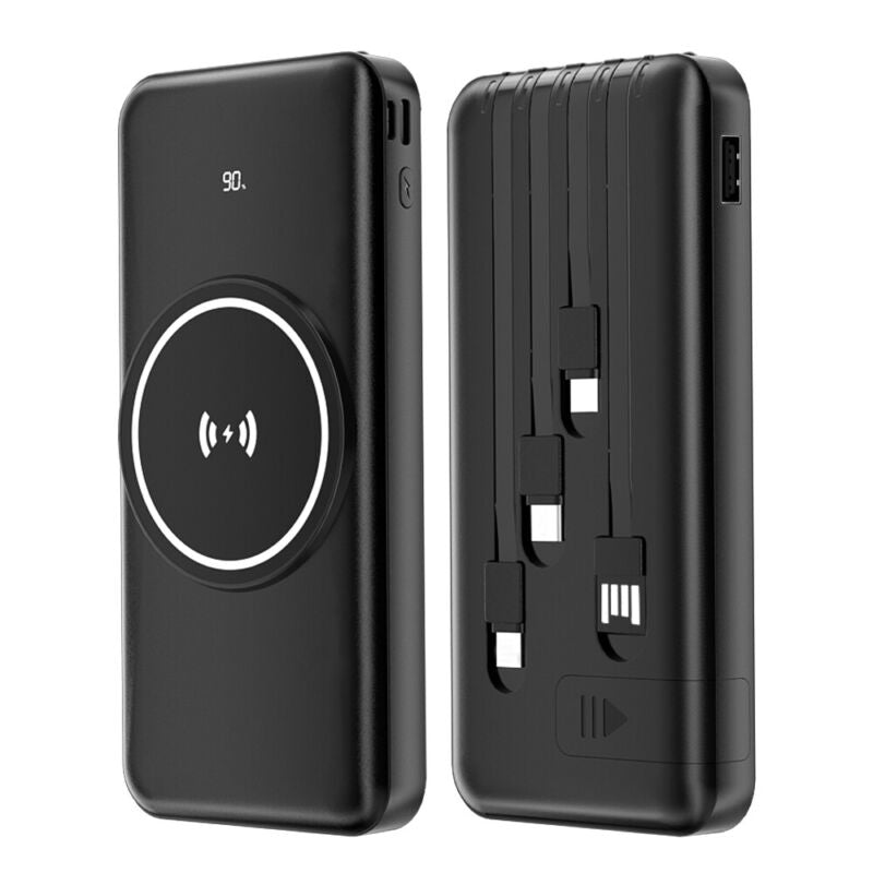 1000000mAh Qi Wireless Power Bank Fast Charging LCD USB Portable Battery Charger - Black - Doug's Dojo