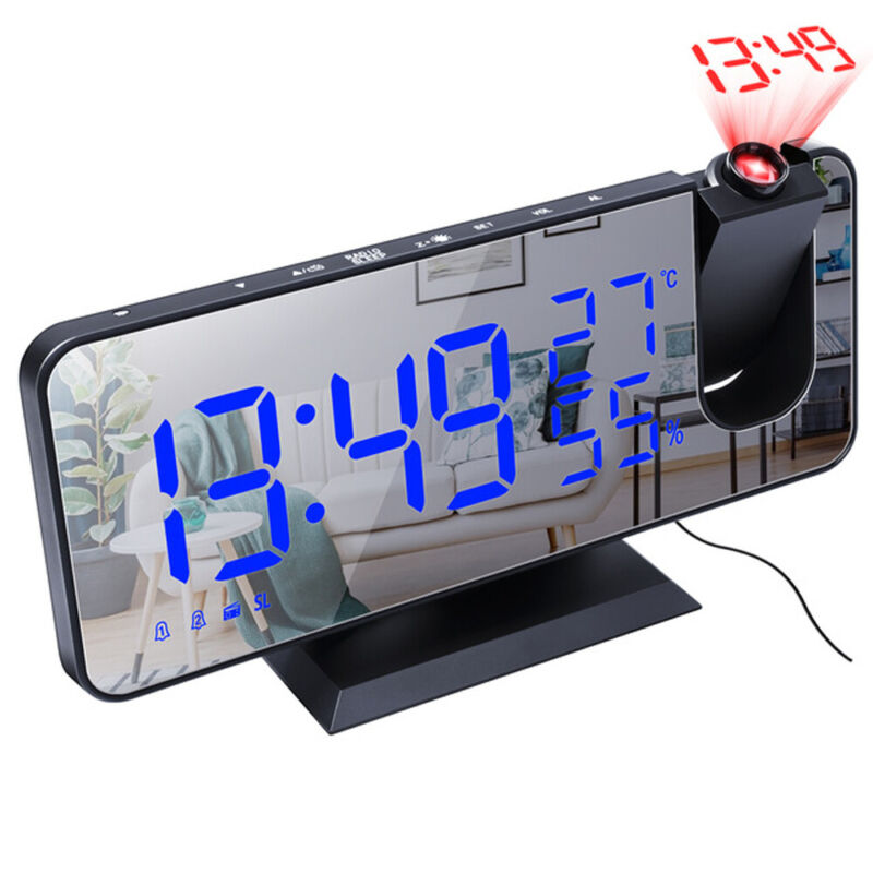 Desk Dual Alarm Clock LCD LED Digital Time Projection FM Radio Snooze Timer USA