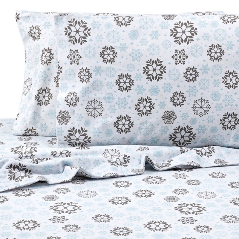 Twin Size: 100% Cotton Flannel Holiday & Winter Prints Deep Pocket Warm Sheets