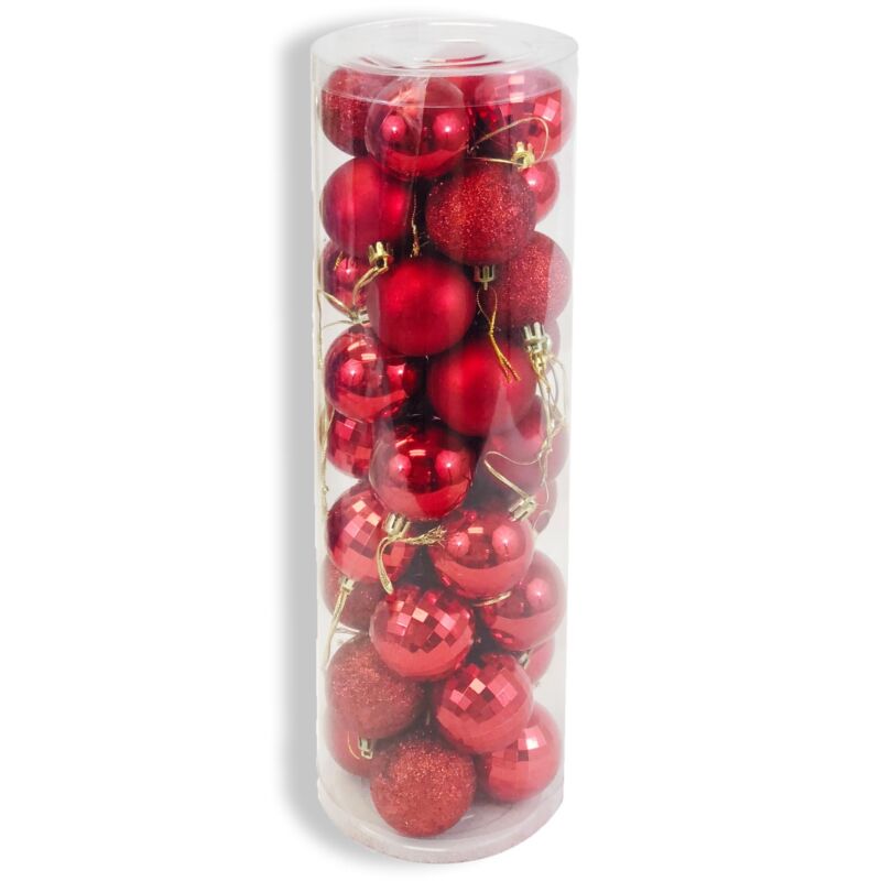 Christmas Tree Ornament Balls, 36 PK 4 Style 2" Xmas Balls